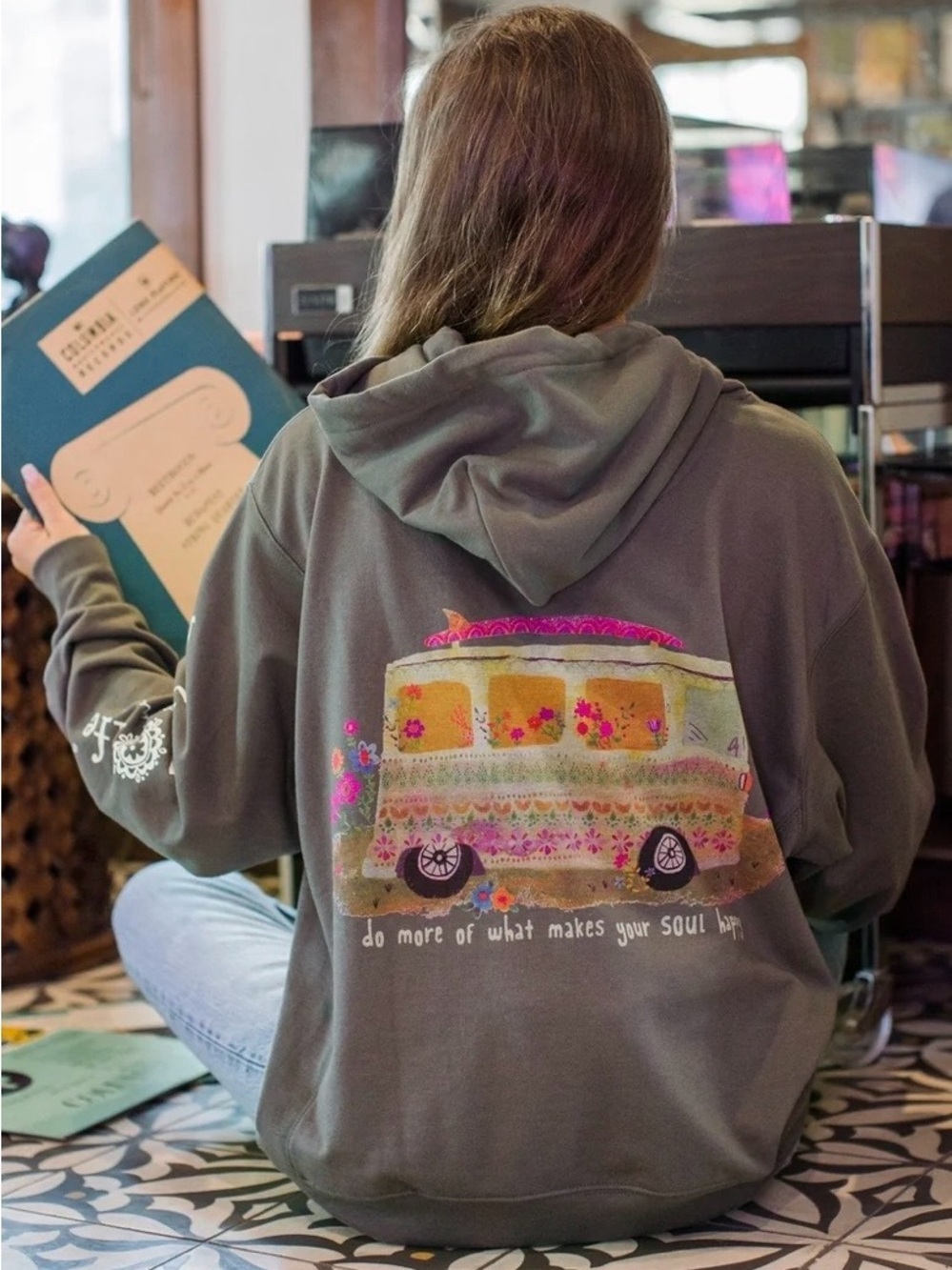 Natural Life Do More of What Makes Your Soul Happy Hoodie Boho Earthy Size Small